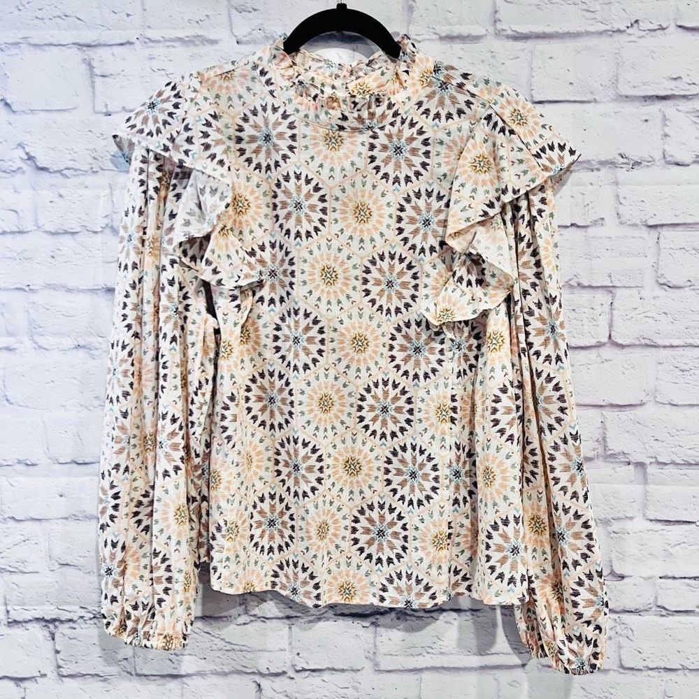 a.n.a Mock Neck Floral Printed Long Sleeve Top Women's Size 1X New With Tags